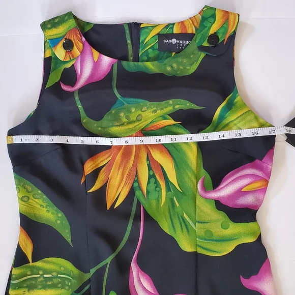 NWT Sag Harbor Black tropical floral maxi Sundress length size 6 Petite - Picture 10 of 10